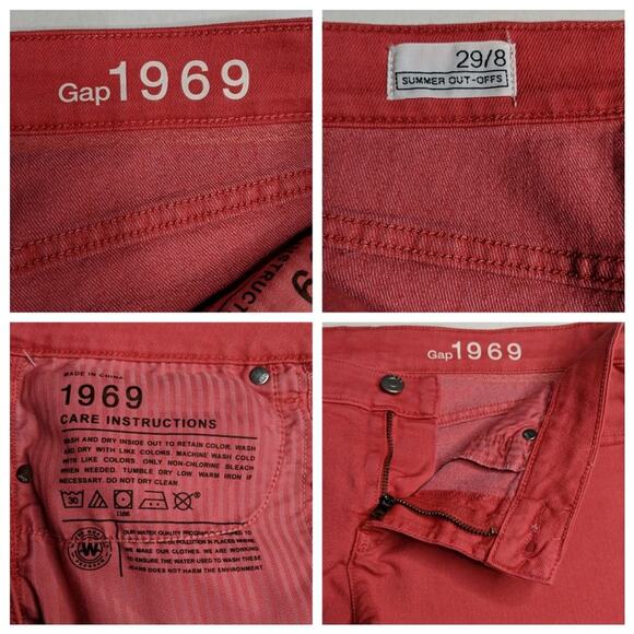 Gap 1969 Summer Cut Off Shorts Denim Frayed Pink 29/8 New - Picture 7 of 7